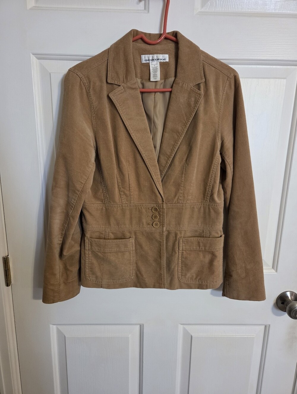 Jones New York Velvet Blazer M Tan Dark Academia